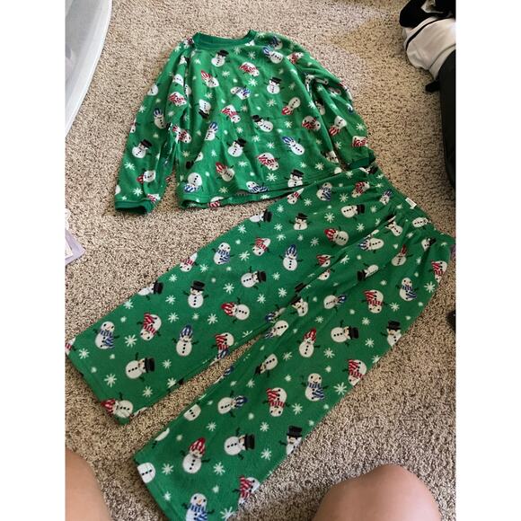 Children's place kids 7/8 snowman fleece pajamas - Picture 1 of 3